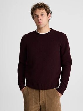 Madewell Crewneck Sweater in Heritage Merino Wool in Deep Wine Size L $128 NW445